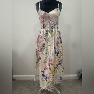 H&M Conscious Collection linen blend wildflower floral midi dress